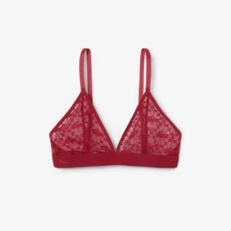 Bralette triangular de encaje con logotipo