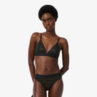 Bralette triangular de encaje con logotipo