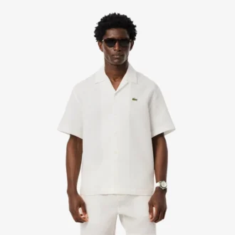 Camisa de hombre de corte holgado con textura de gofre