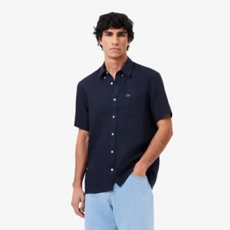 Camisa de lino de manga corta para hombre
