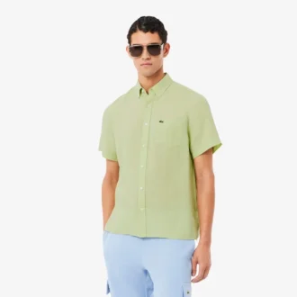 Camisa de lino de manga corta para hombre