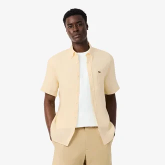 Camisa de lino de manga corta para hombre