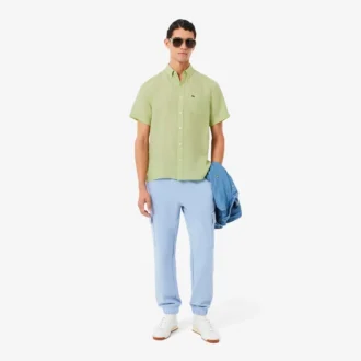 Camisa de lino de manga corta para hombre