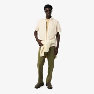 Camisa de lino de manga corta y corte regular para hombre
