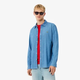 Camisa de mezclilla ligera de corte regular para hombre