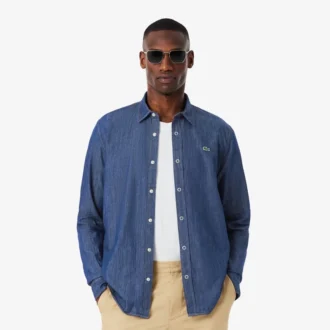 Camisa de mezclilla ligera de corte regular para hombre