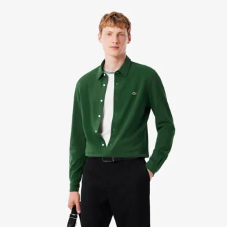 Camisa de piqué de algodón de corte ajustado para hombre