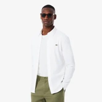 Camisa de piqué de algodón de corte ajustado para hombre