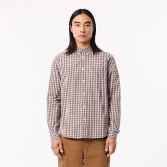 Camisa de popelín a cuadros de corte regular para hombre