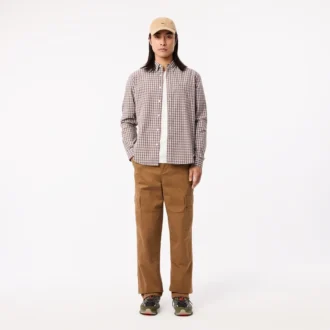 Camisa de popelín a cuadros de corte regular para hombre