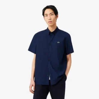 Camisa de popelín de manga corta y corte regular