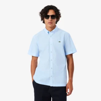Camisa de popelín de manga corta y corte regular