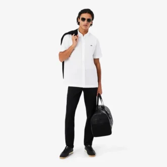Camisa de popelín de manga corta y corte regular