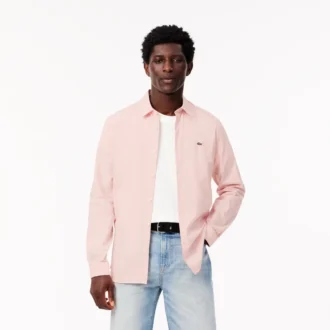 Camisa de popelín elástico de corte ajustado para hombre