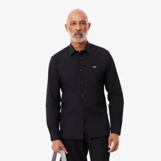 Camisa de popelín elástico de corte ajustado para hombre