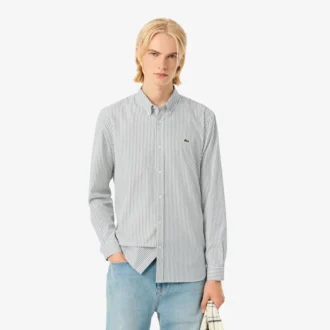 Camisa de rayas de punto fino de corte regular para hombre