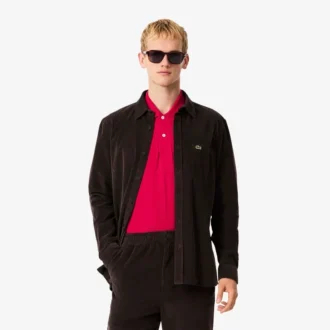 Camisa de terciopelo de corte regular para hombre