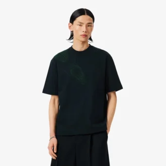 Camiseta con cocodrilo bordado de la pasarela