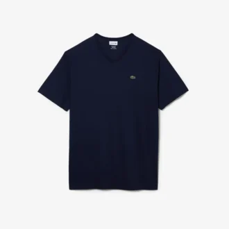 Camiseta de algodón con cuello en V acanalado y corte alto para hombre