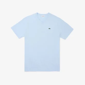 Camiseta de algodón con cuello en V acanalado y corte alto para hombre