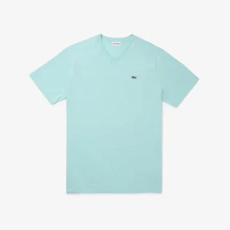Camiseta de algodón con cuello en V acanalado y corte alto para hombre