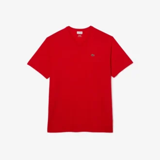 Camiseta de algodón con cuello en V acanalado y corte alto para hombre