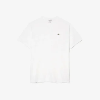 Camiseta de algodón con cuello en V acanalado y corte alto para hombre