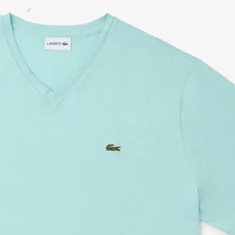 Camiseta de algodón con cuello en V acanalado y corte alto para hombre
