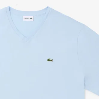 Camiseta de algodón con cuello en V acanalado y corte alto para hombre