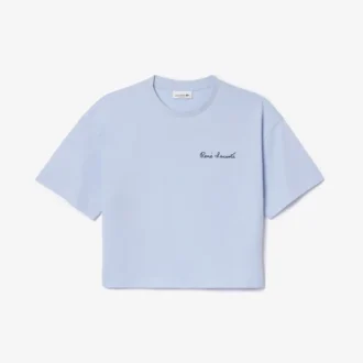 Camiseta de algodón con logo de corte holgado para mujer