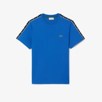 Camiseta de algodón con rayas y logotipo para hombre