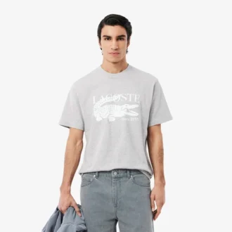 Camiseta de algodón estampada de corte clásico para hombre