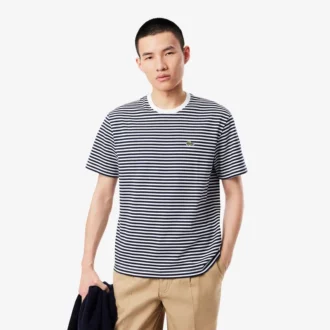 Camiseta de algodón grueso a rayas para hombre