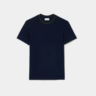 Camiseta de piqué elástica con cuello a rayas para hombre
