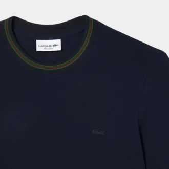 Camiseta de piqué elástica con cuello a rayas para hombre
