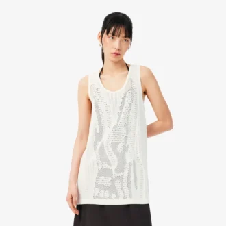 Camiseta sin mangas de croché de malla