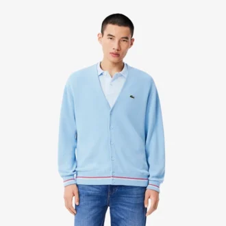 Cardigan de algodón con detalle de rayas y corte holgado para hombre