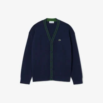 Cardigan de cuello en V de algodón y lana para niño