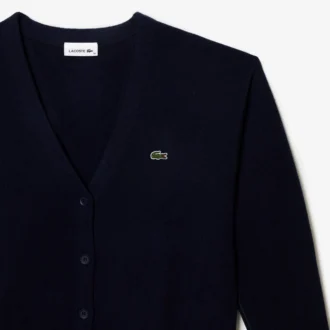 Cardigan de lana con cuello en V y corte holgado para mujer