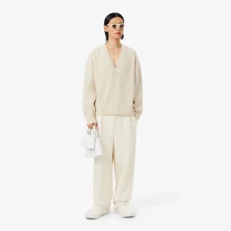 Cardigan de punto trenzado de cachemira de la pasarela