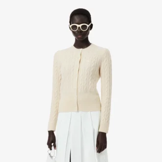 Cardigan de punto trenzado de cachemira Runway