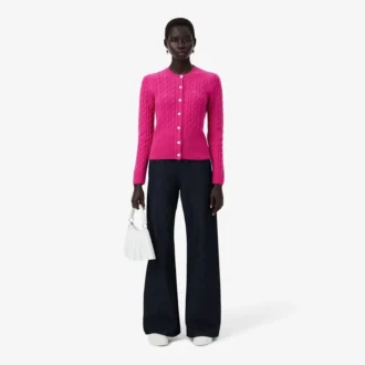 Cardigan de punto trenzado de cachemira Runway