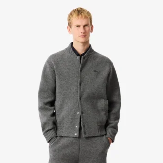 Chaqueta bomber de jersey de lana merino para hombre