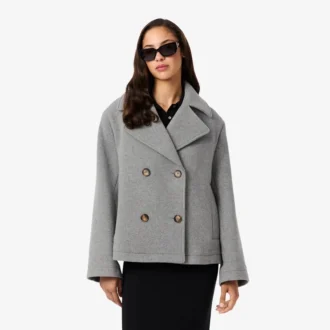 Chaqueta corta oversize de mezcla de lana para mujer