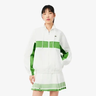 Chaqueta de sarga de algodón con cremallera y corte holgado
