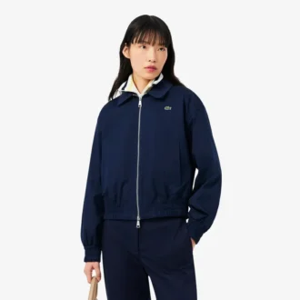 Chaqueta elástica con doble cuello para mujer