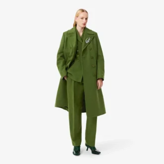 Chaqueta larga de lana con efecto slub de la pasarela