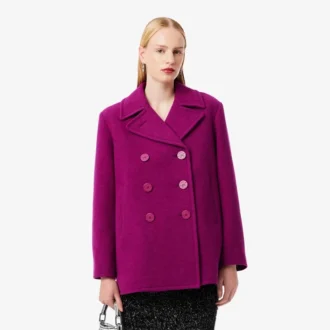 Chaqueta tipo peacoat de lana slub de la pasarela