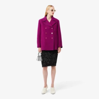 Chaqueta tipo peacoat de lana slub de la pasarela