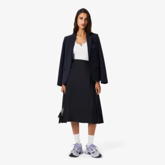 Falda cruzada midi de lana plisada para mujer